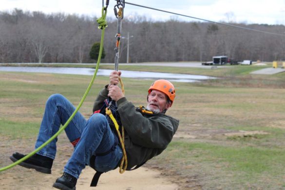 grandfather on the zipline